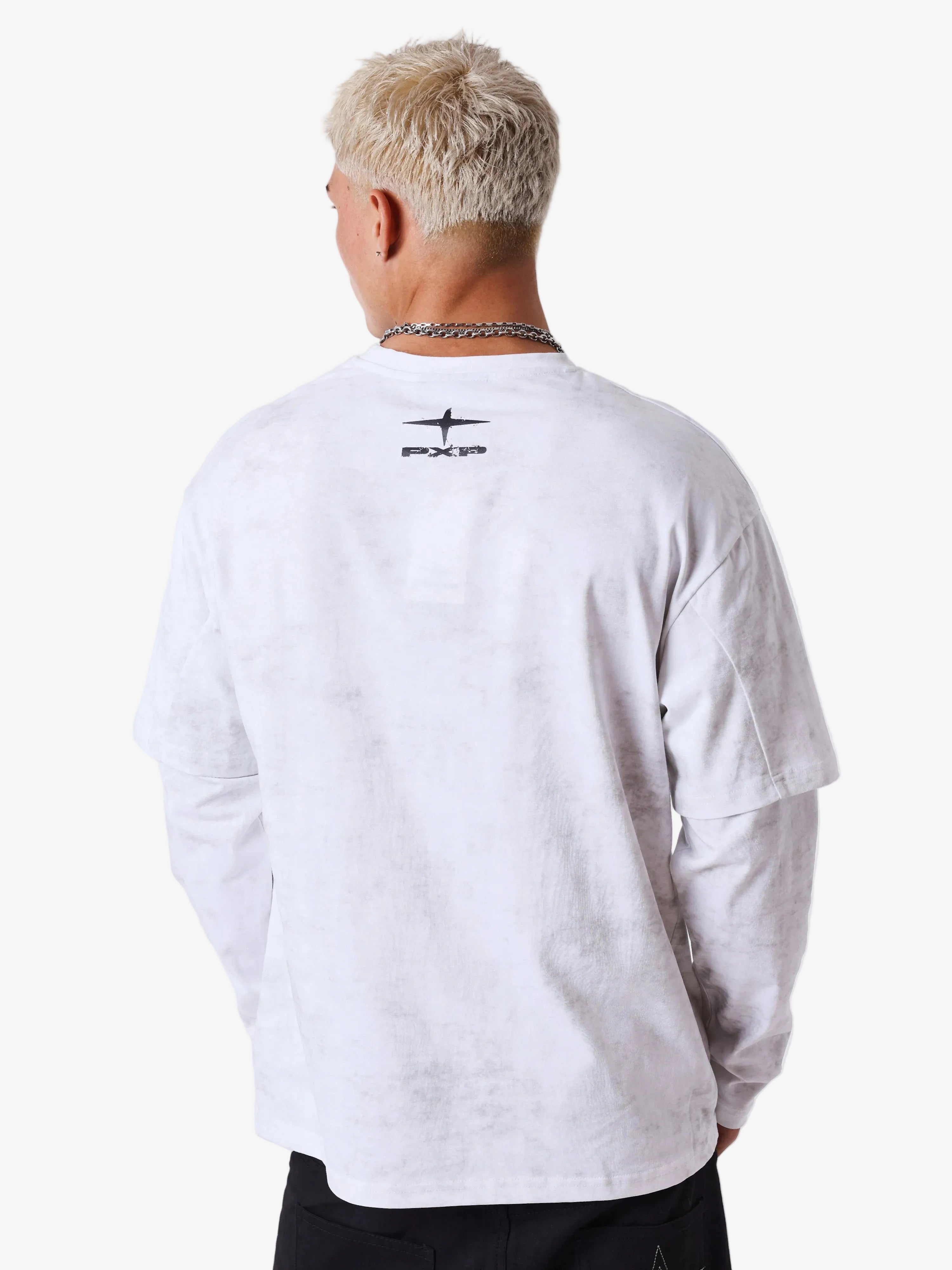 Longsleeve Shirt Vintage Effect Wit - PXP | LAB10STREETWEAR