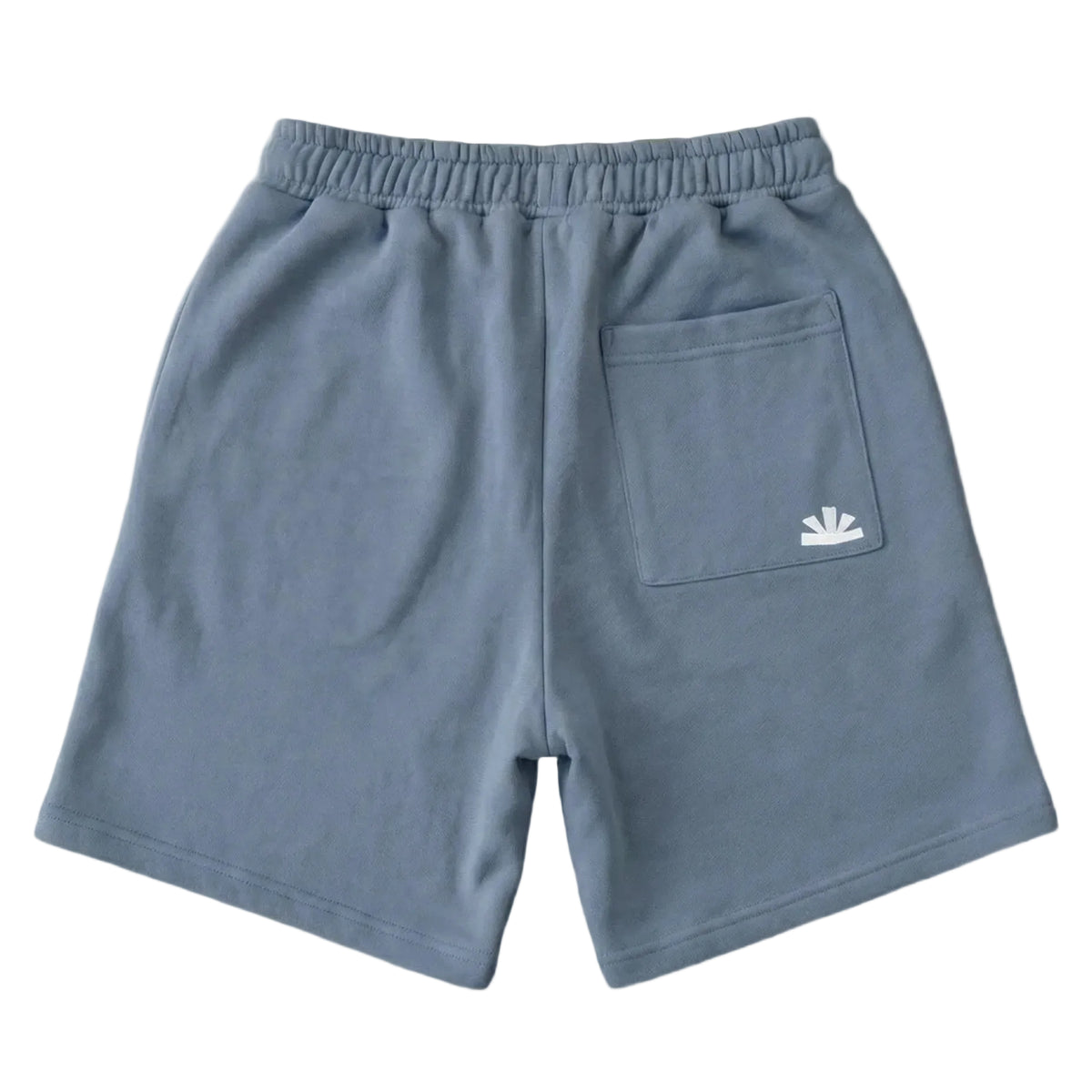 Sweatshort lichtblauw met logopatch op borstzak, elastische taille en trekkoord