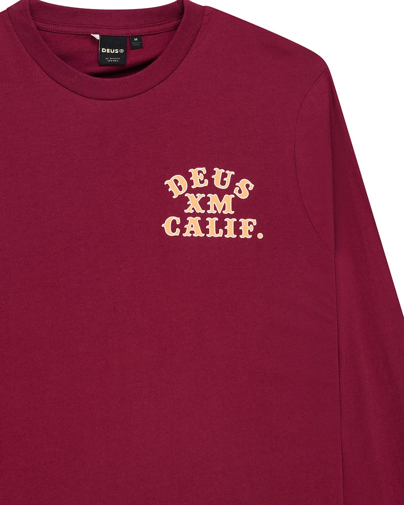Deus Quick Strike Longsleeve - Burgundy - lab10menswear.nl