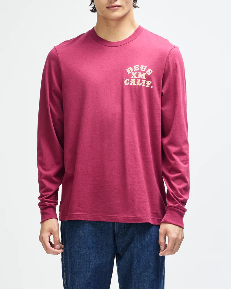 Deus Quick Strike Longsleeve - Burgundy - lab10menswear.nl
