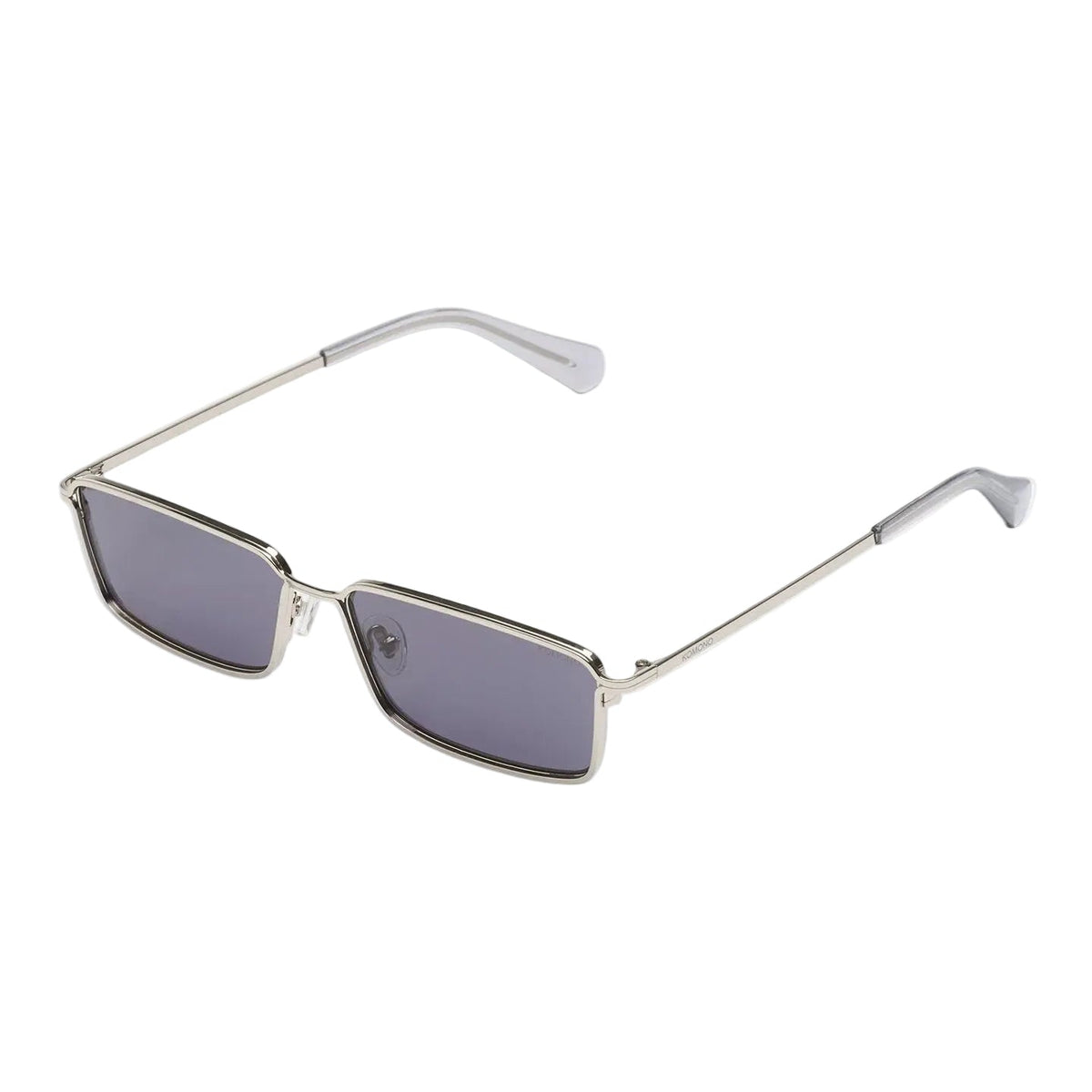 Zilverkleurige zonnebril zijaanzicht met donkere glazen en scharnierdetail LAB10MENSWEAR.NL