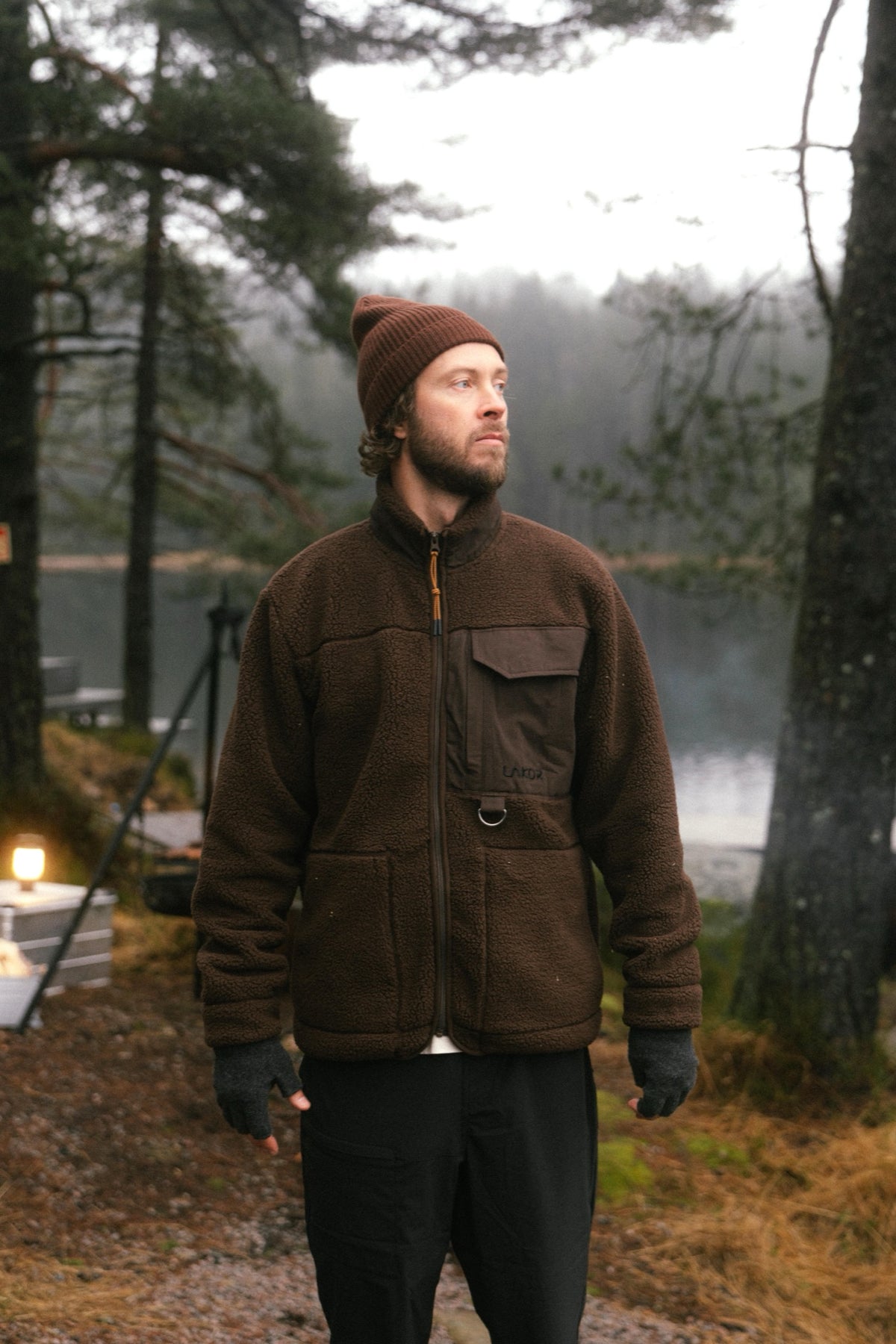 Lakor Bear Sherpa Jacket - Coffee Bean - lab10menswear.nl