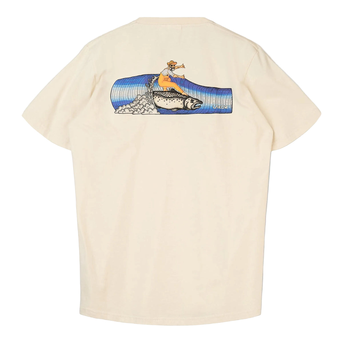 Lakor Salmon Surfer T-shirt - Rainy Day - lab10menswear.nl