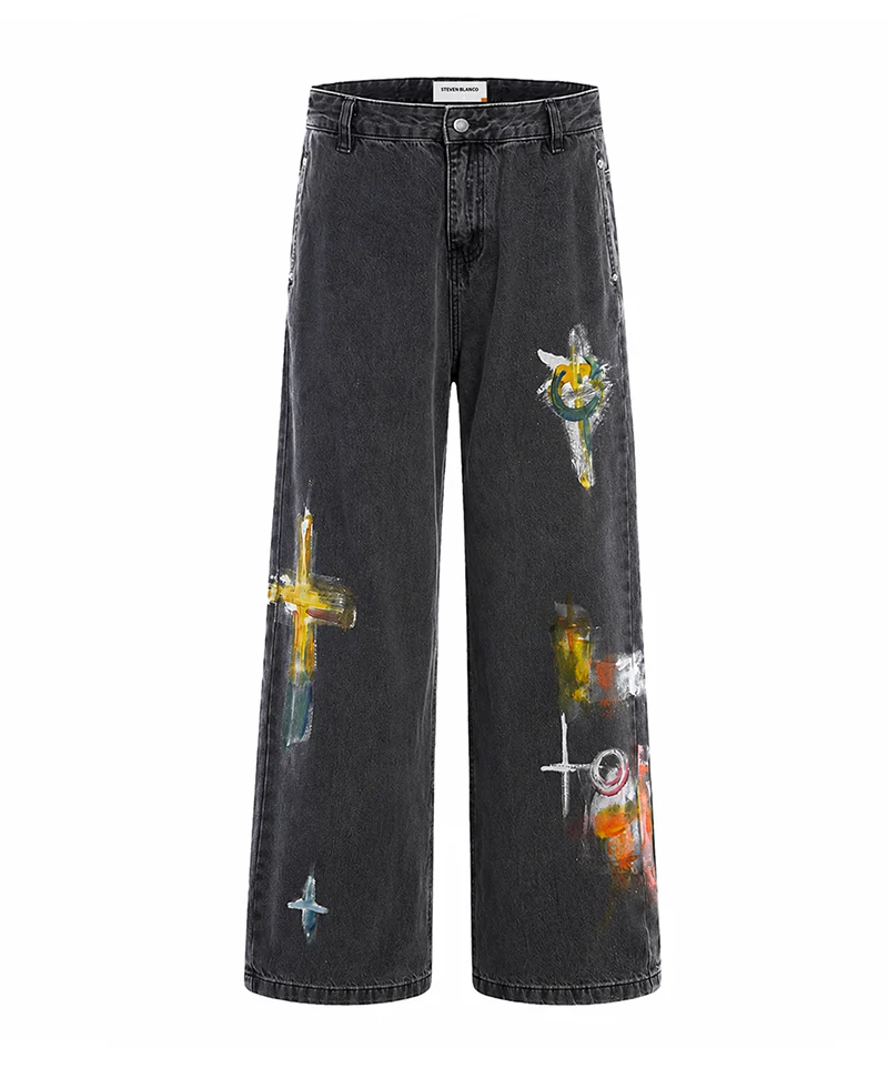 steven blanco The Brushstroke Denim Jeans - Dark Grey