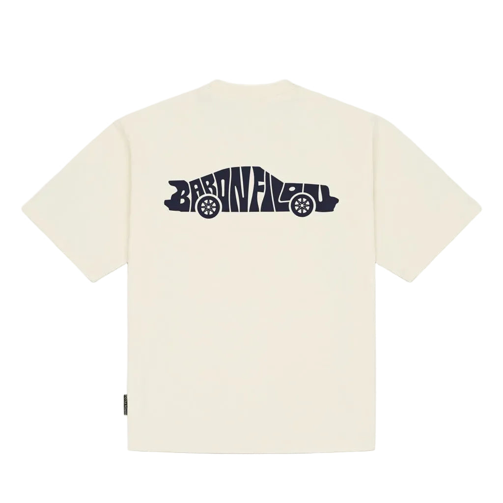 Oversized off-white t-shirt met grote rugprint