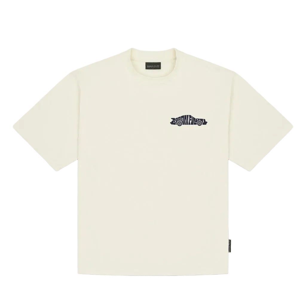 Oversized off-white t-shirt met kleine borstprint