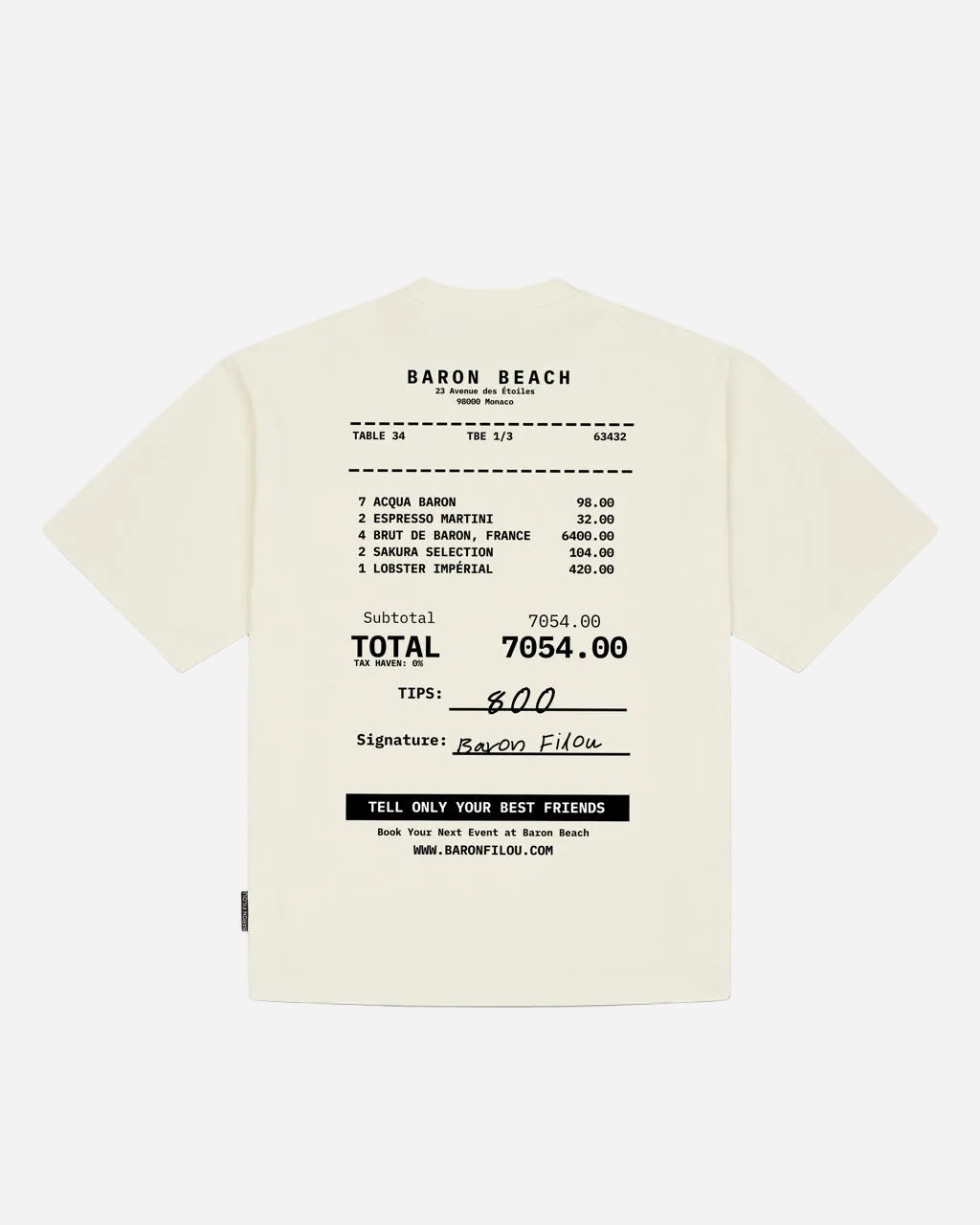 Oversized Backprint T-Shirt BARON BEACH BILL - Off White - Baron Filou | LAB10STREETWEAR