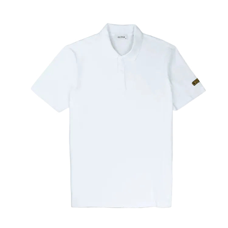 Witte Supima® poloshirt met knoopkraag en borstbadge