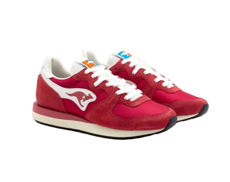 Aussie Athluxe II lage sneakers rood-wit met witte veters en donkere zool
