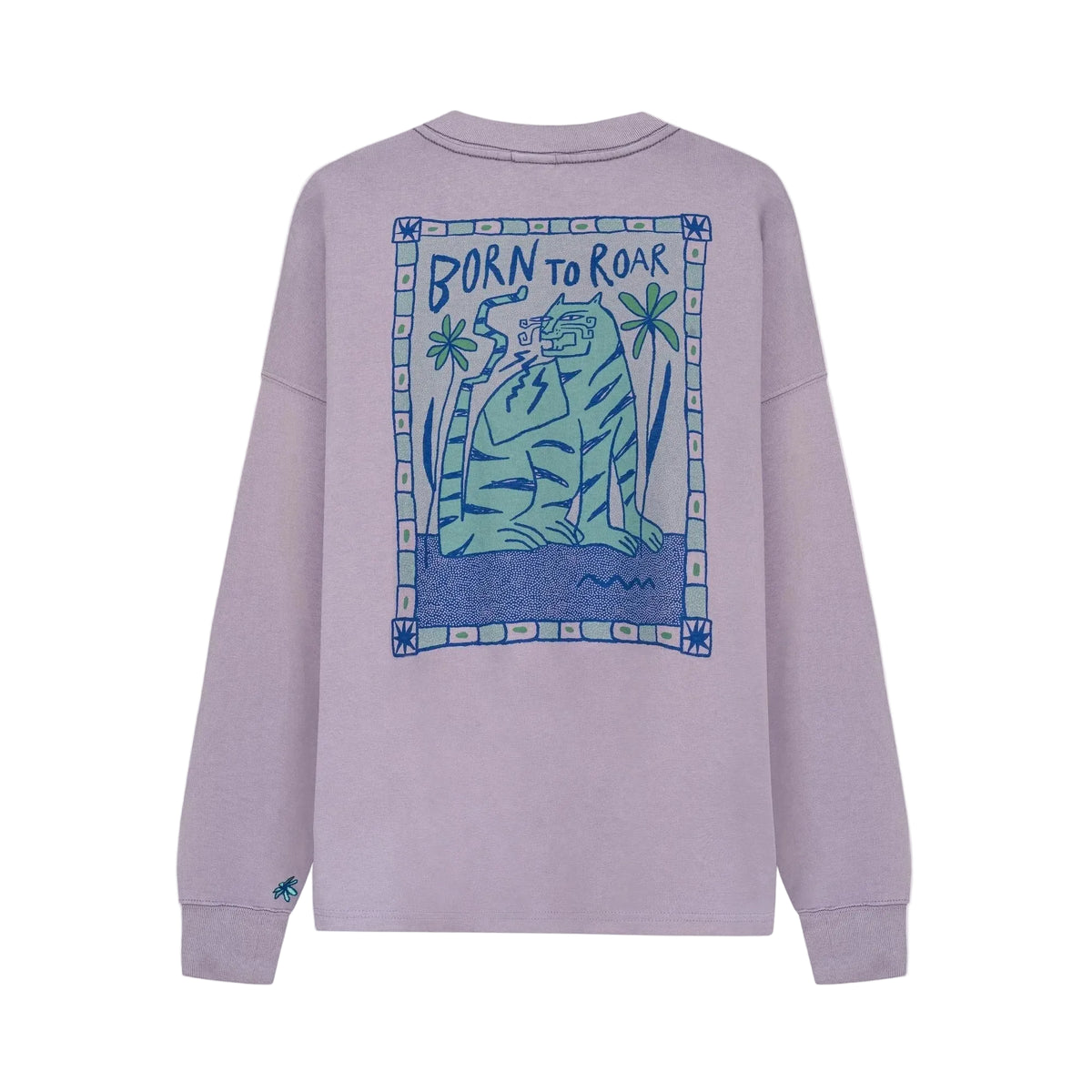 Lavendel langarmshirt met grote rugprint en lange mouwen