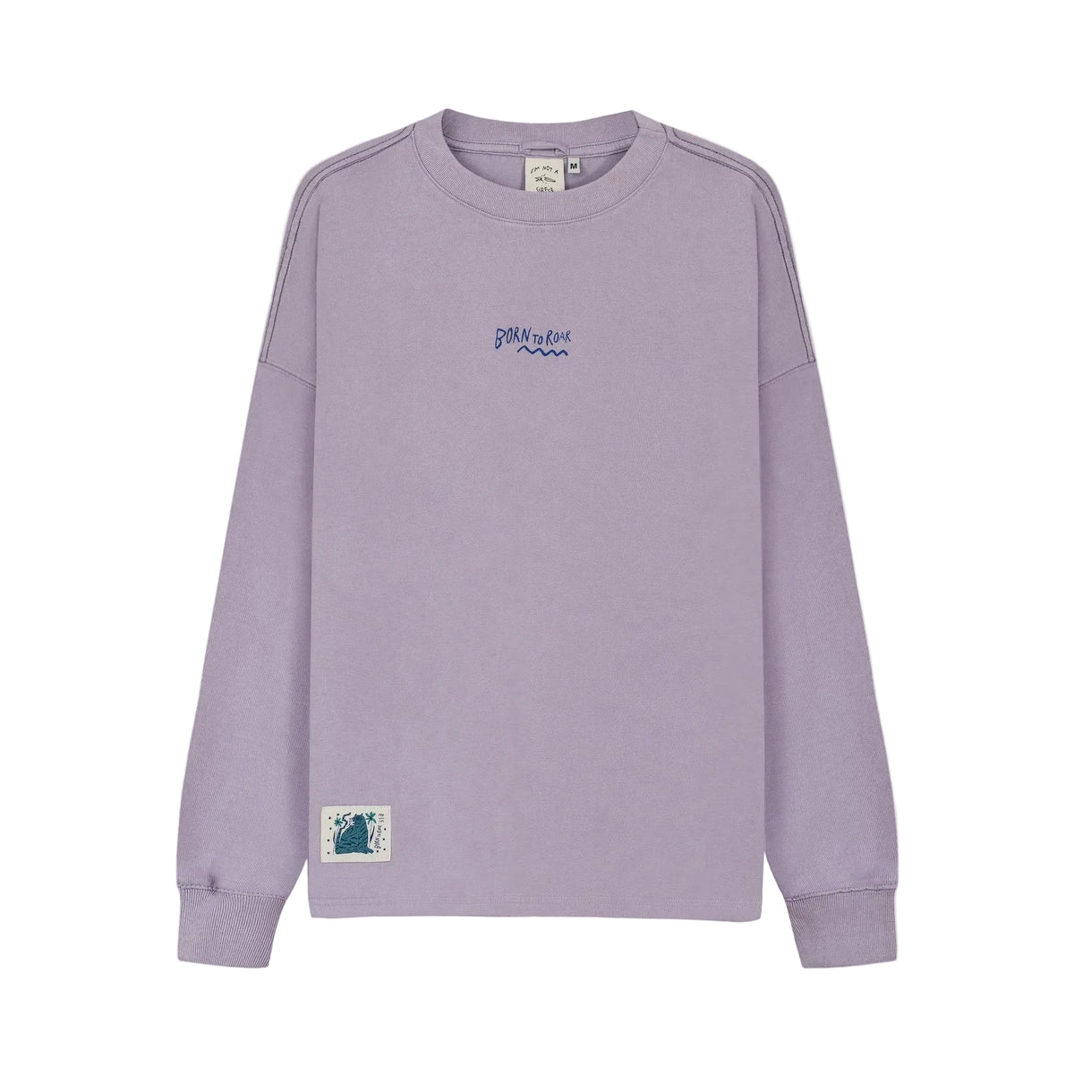 Lavendel langarmshirt met klein borstprintje