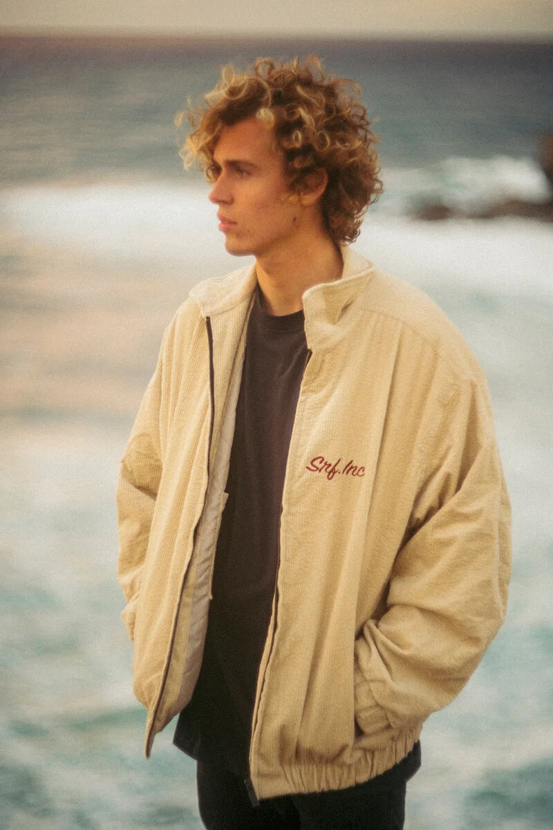 Cord Baseball Jacket - Vintage White - Surf.inc | LAB10STREETWEAR