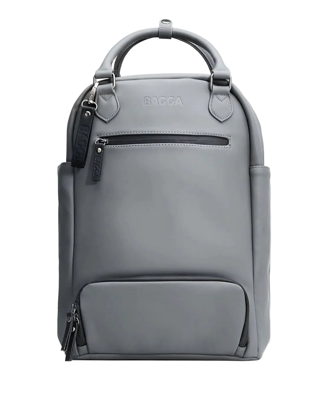 Antracietkleurige rugtas met voorvak met rits en bovenhandgreep