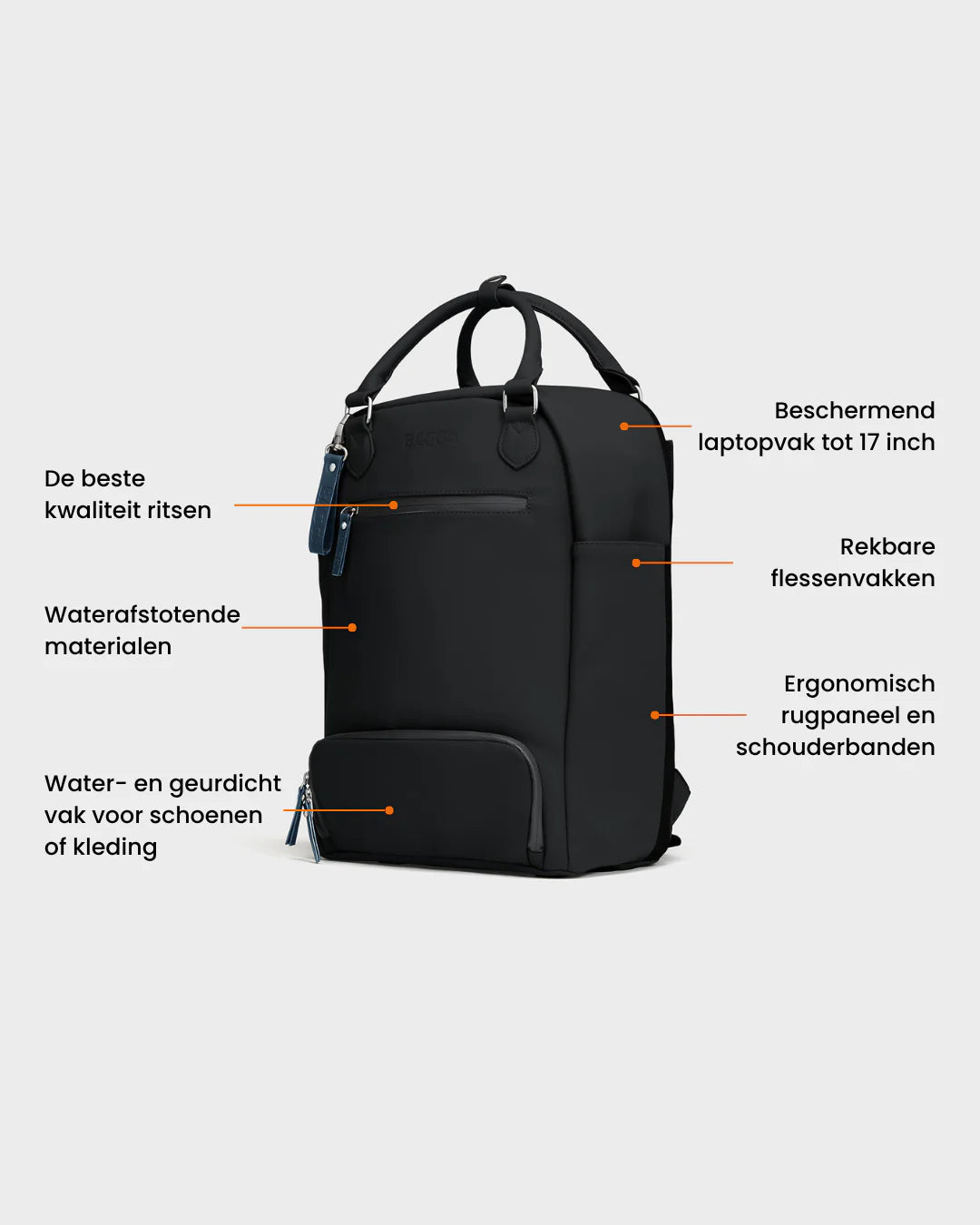 De Backpack - Black - Bagga | LAB10STREETWEAR