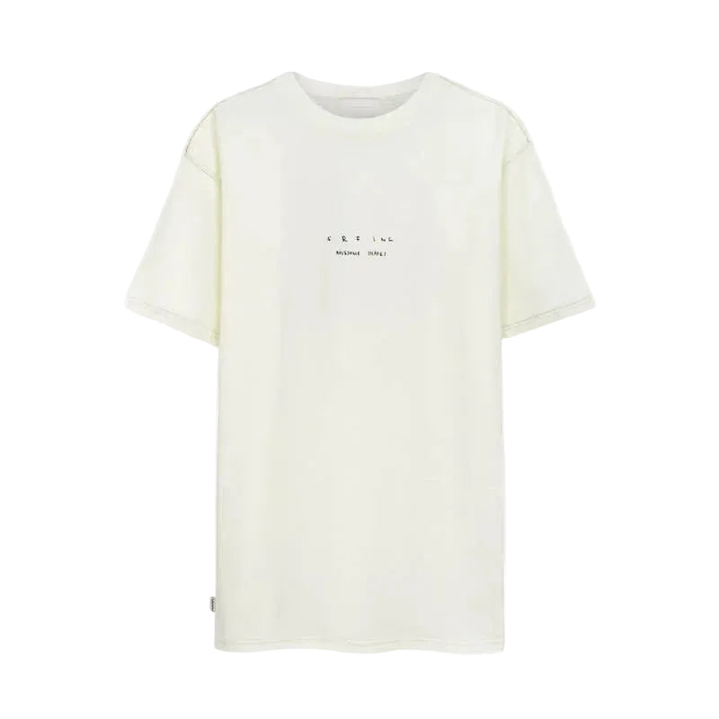 Vintage witte T-shirt met ronde hals en kleine borstprint