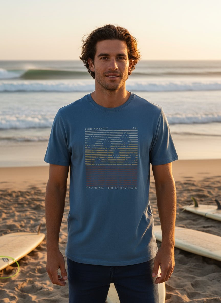 Golden State T-Shirt - Blauw - Lightning Bolt | LAB10STREETWEAR