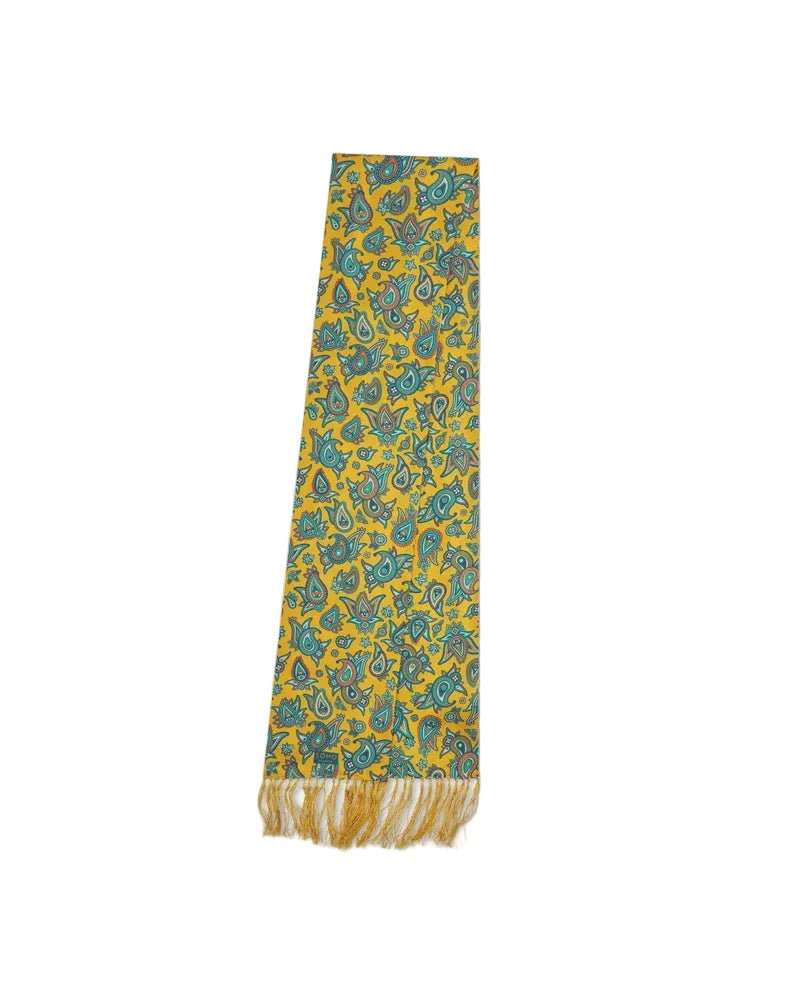 Silk Aviator Scarf in Gold Paisley - The Grassmere