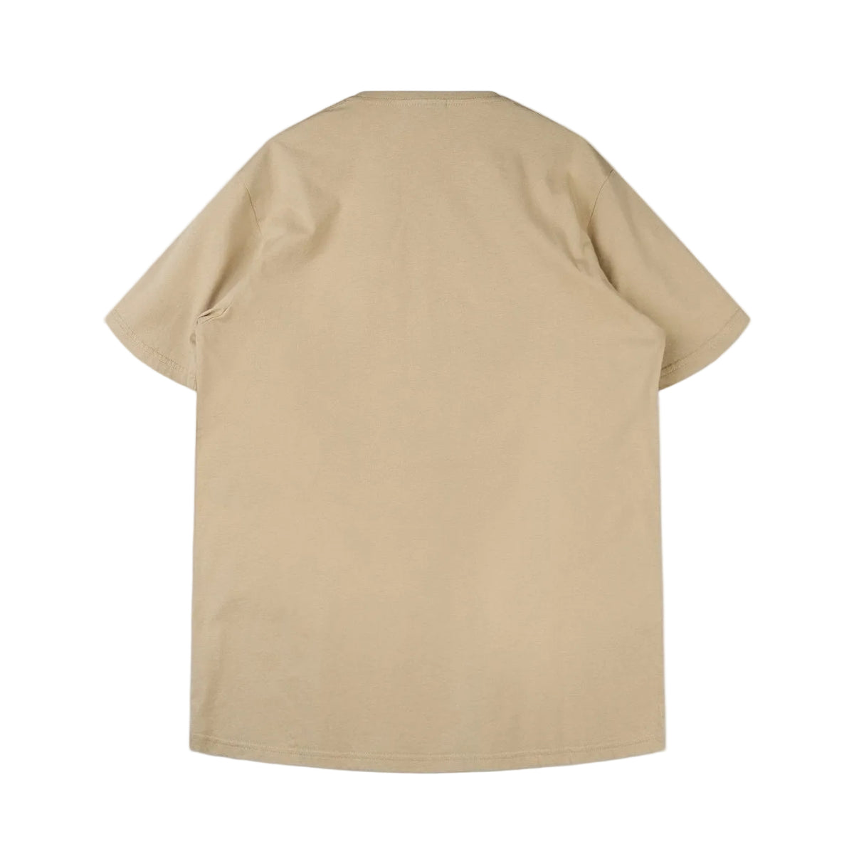 Beige t-shirt met korte mouwen en effen achterkant met ronde hals