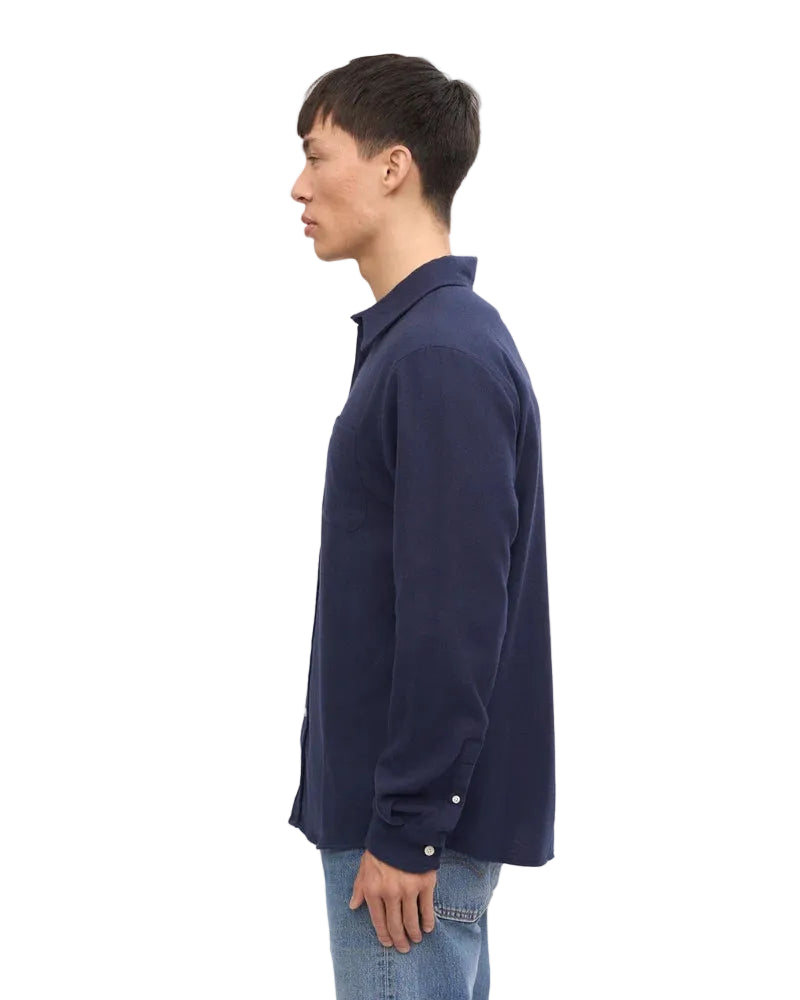 Colorfulstandard Organic Flannel Shirt - Navy Blue -lab10menswear.nl