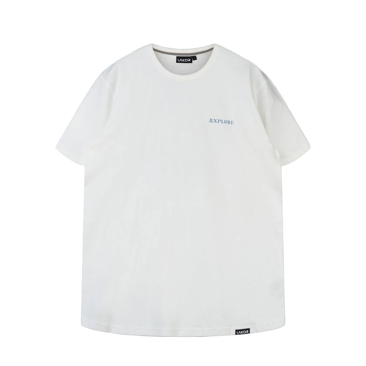 Witte T-shirt met kleine borstlogo op ronde hals