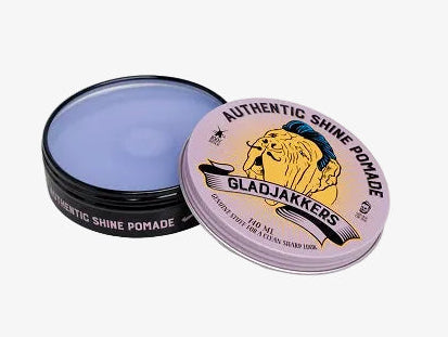Set pomadepot en deksel in paarse tint, met GLADJAKKERS en bulldog