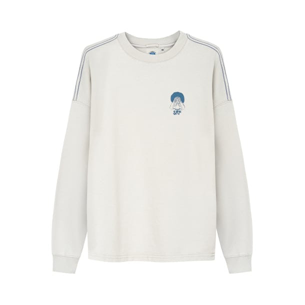 SRF Pura Vida longsleeve met kleine blauwe borstprint, lichte off-white