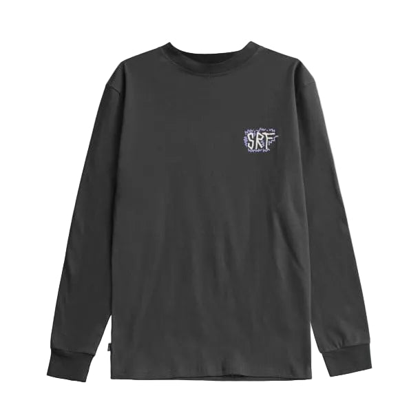 Donkere longsleeve met klein borstlogo, lange mouwen en ronde hals