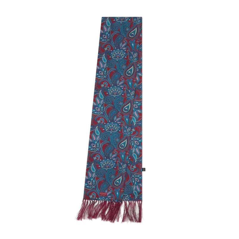 Silk Aviator Scarf in Rust Paisley - The Windermere