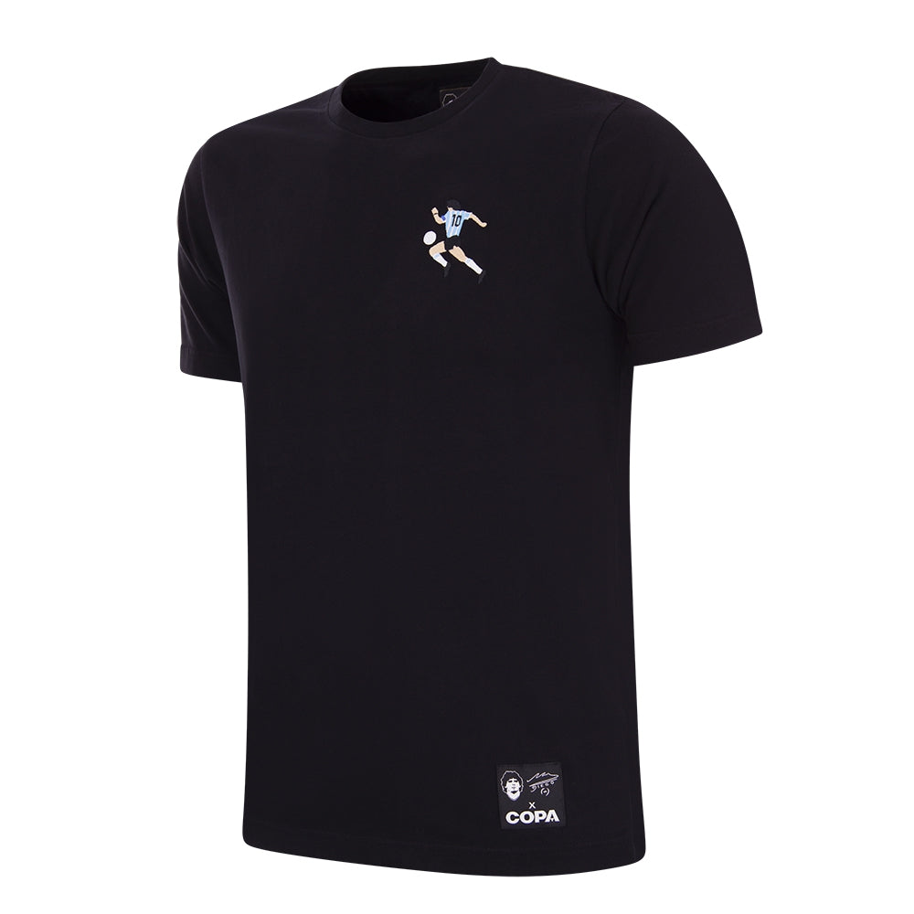 Zwart T-shirt met kleine voetballerprint op de borst