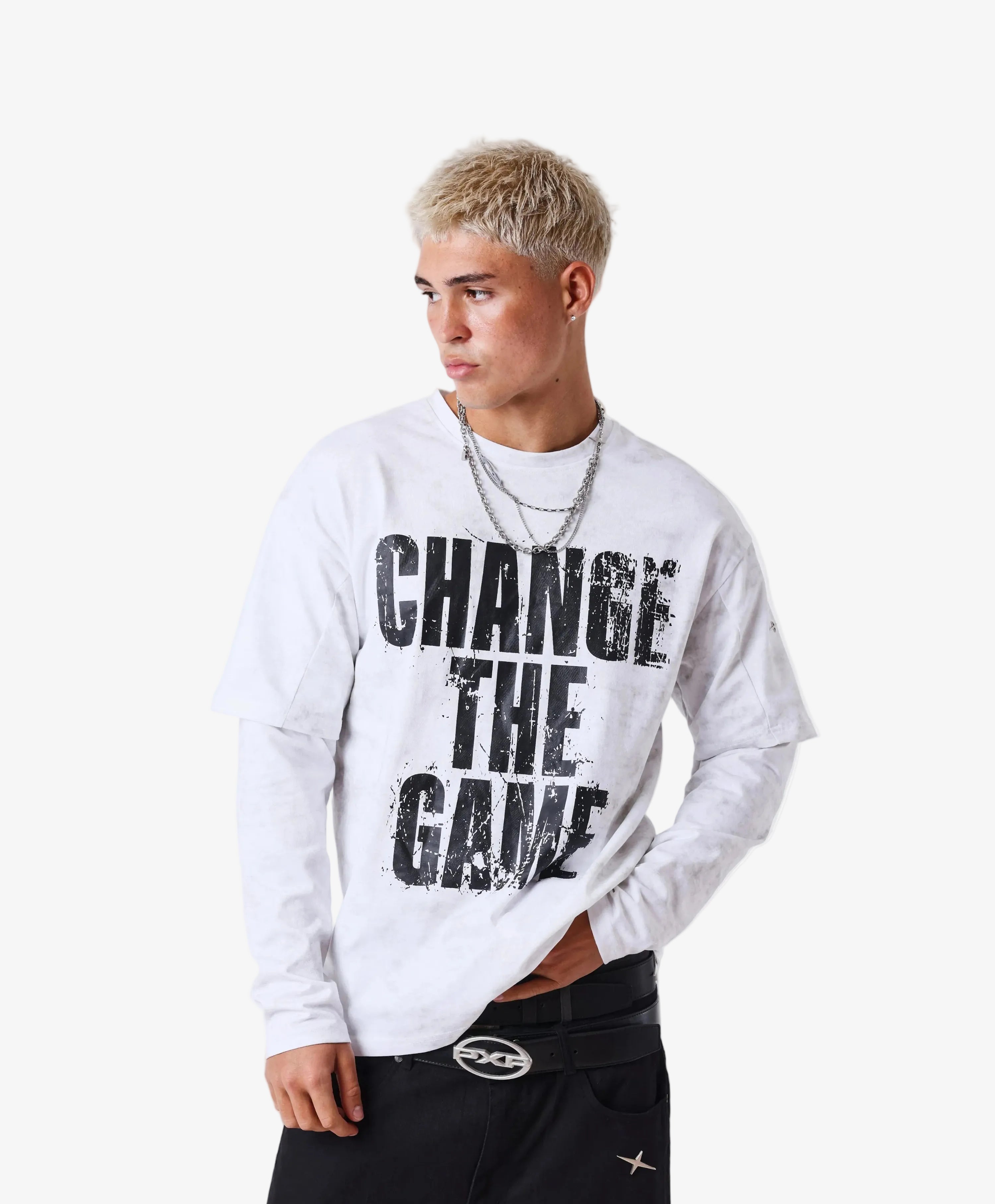 Longsleeve Shirt Vintage Effect Wit - PXP | LAB10STREETWEAR