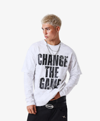 Longsleeve Shirt Vintage Effect Wit - PXP | LAB10STREETWEAR