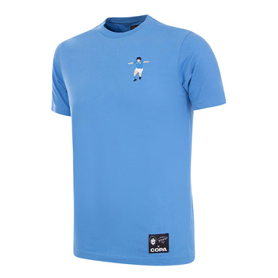 Lichtblauwe T-shirt met kleine voetballeropdruk vooraan en Copa-logo onder