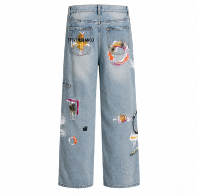 Steven Blanco The Brushstroke Denim Jeans - Blue