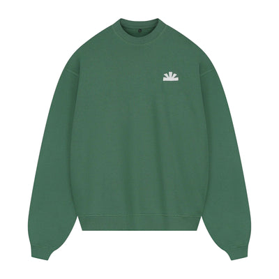 Groene sweater met ronde rugprint en DB-logo, lange mouwen en ronde hals
