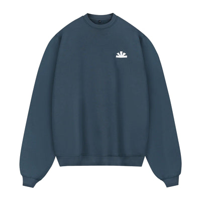 Sweater met ronde hals, donkerblauwe kleur en cirkelprint op de achterkant