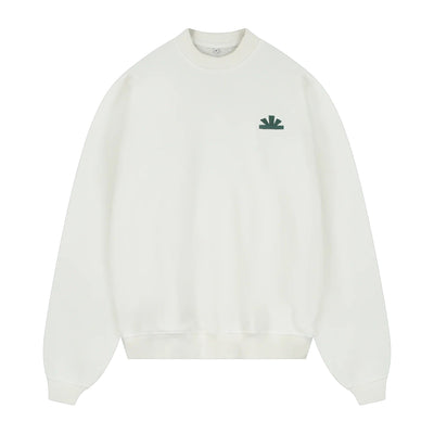 Off-white sweater met rugprint en ronde hals, lange mouwen.