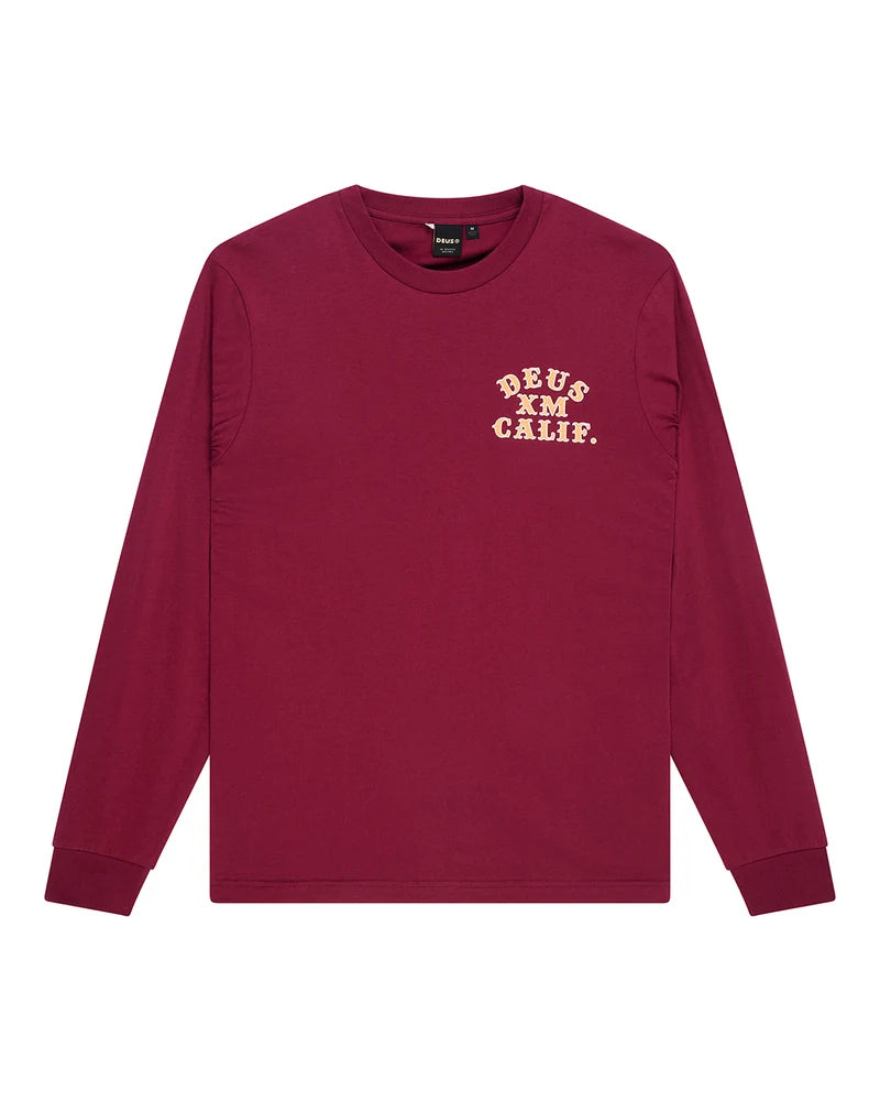 Deus Quick Strike Longsleeve - Burgundy - lab10menswear.nl