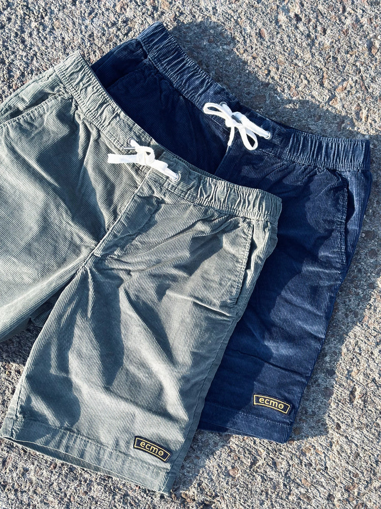 Corduroy Badge Shorts - Navy - Ecmo | LAB10STREETWEAR