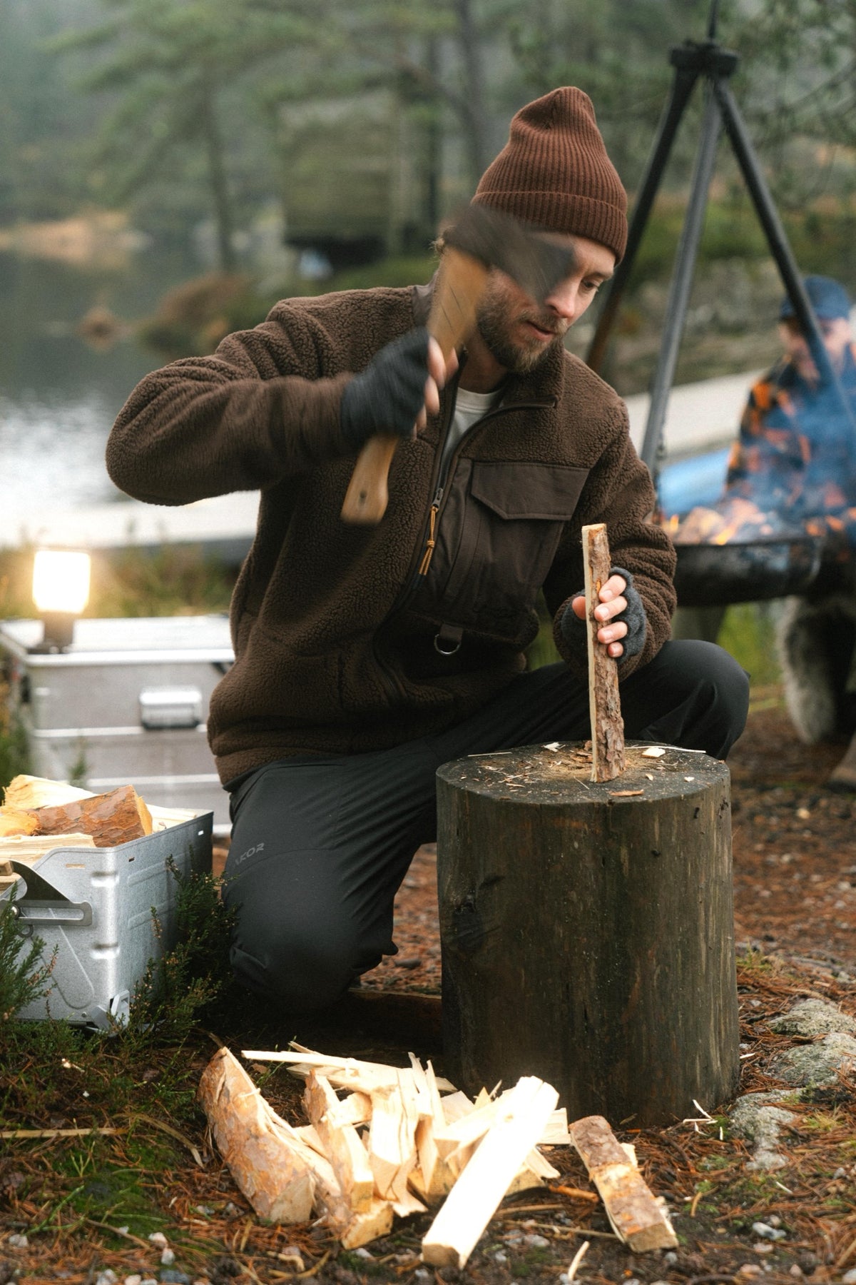 Lakor Bear Sherpa Jacket - Coffee Bean - lab10menswear.nl