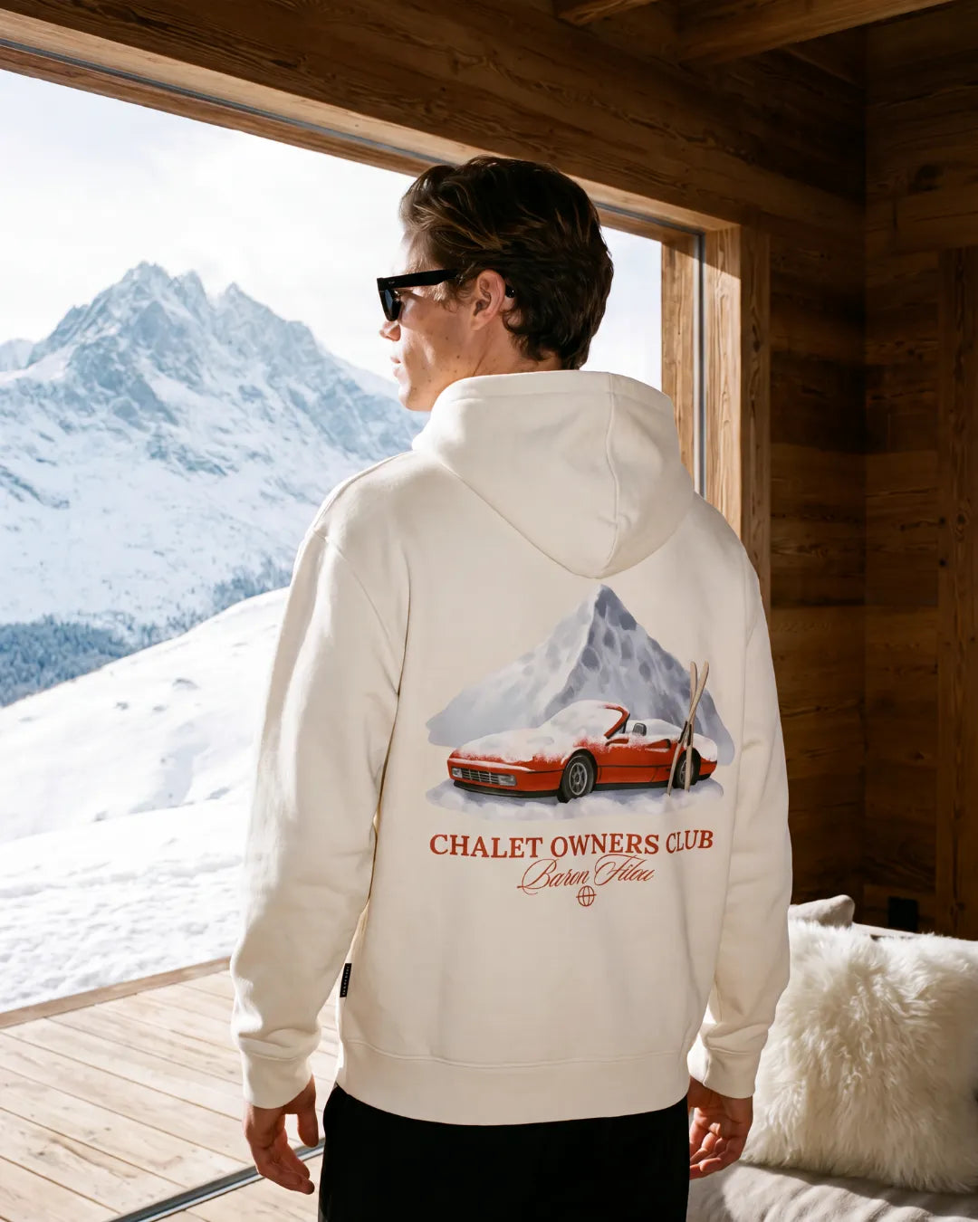Baron Filou Oversized Backprint Hoodie Snowy Car - Off White