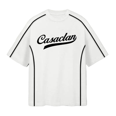 Authorithy T-shirt: witte tee met Casaclan-logo op borst, ronde hals, korte mouwen