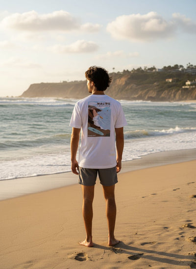 Malibu California T-Shirt - Off White - Lightning Bolt | LAB10STREETWEAR