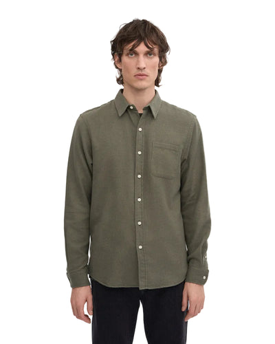 Colorfulstandard Organic Flannel Shirt - Dusty Olive -lab10menswear.nl