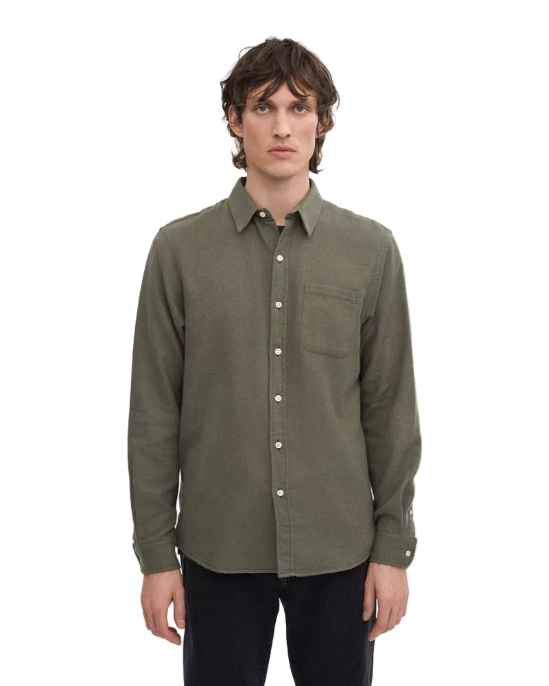 Colorfulstandard Organic Flannel Shirt - Dusty Olive -lab10menswear.nl