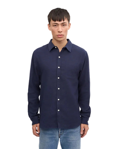 Colorfulstandard Organic Flannel Shirt - Navy Blue -lab10menswear.nl