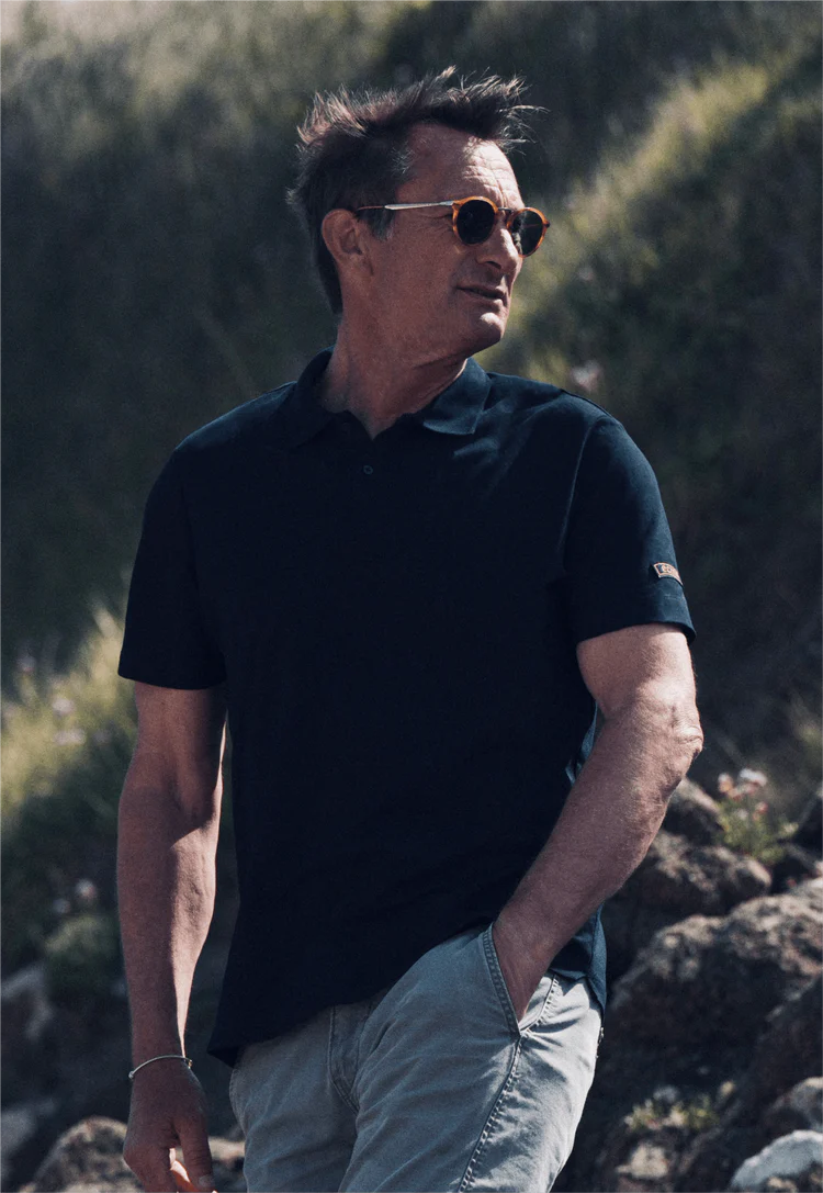 Supima® Badge Polo Shirt - Navy - Ecmo | LAB10STREETWEAR