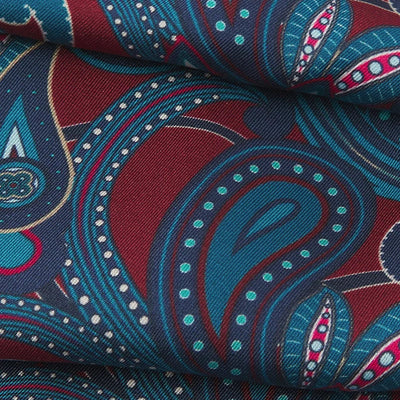 Silk Aviator Scarf in Rust Paisley - The Windermere